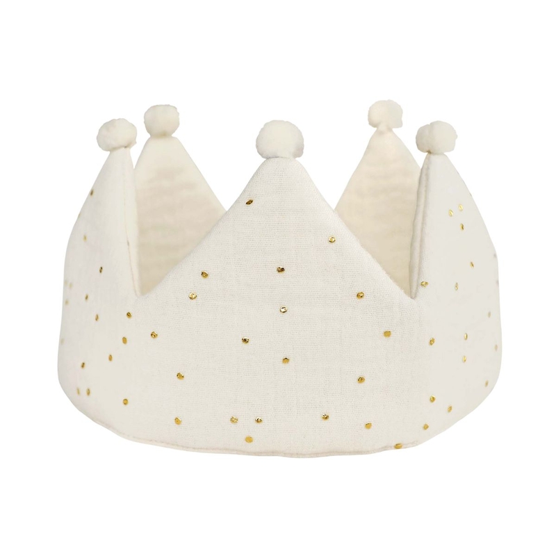 Birthday Crown For Kids &#039;Golden Dots&#039; Muslin Cream
