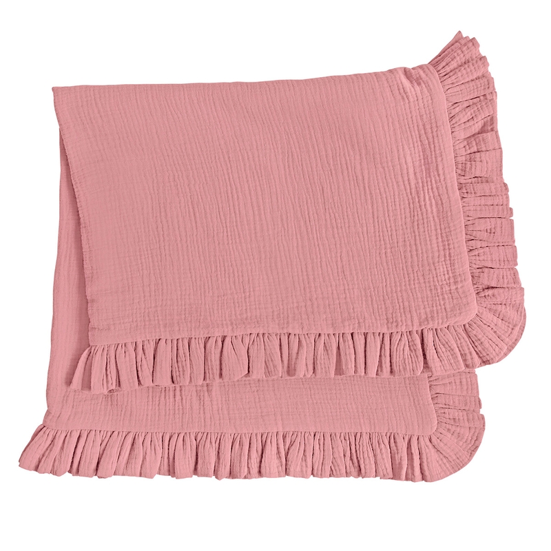 Organic Blanket Ruffles Dusty Rose 80x100cm