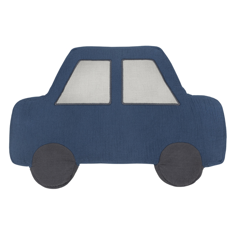 Cushion &#039;Car&#039; Denim Blue Embroidered 40cm