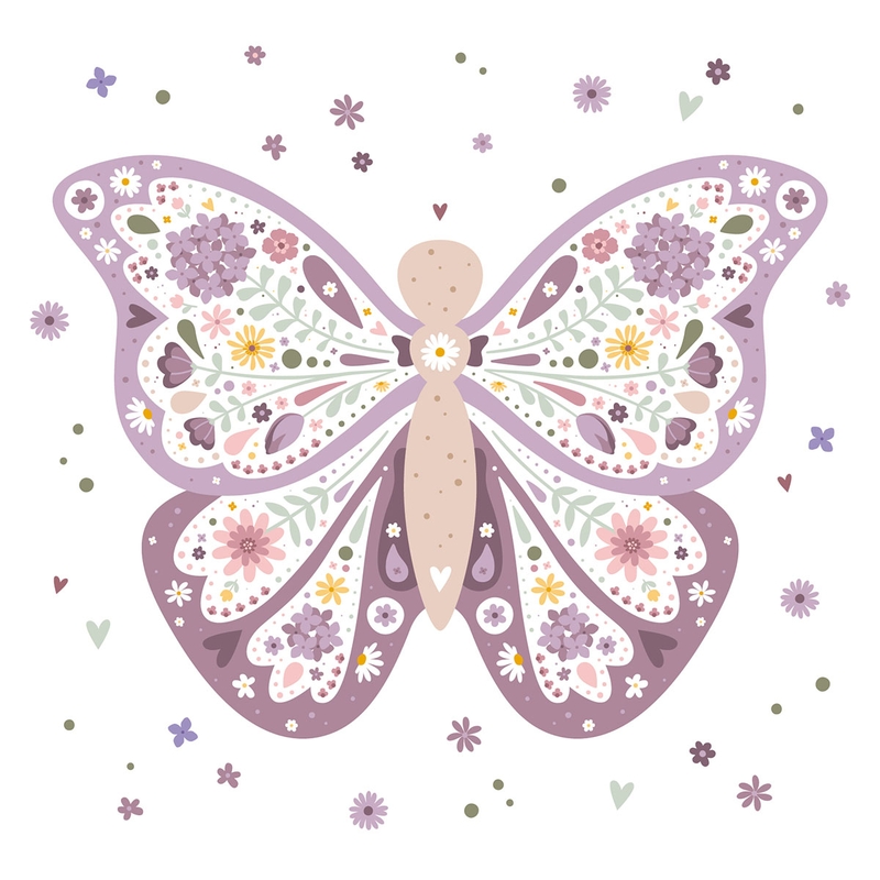 Fabric Wall Sticker &#039;Butterfly&#039; Purple 54cm