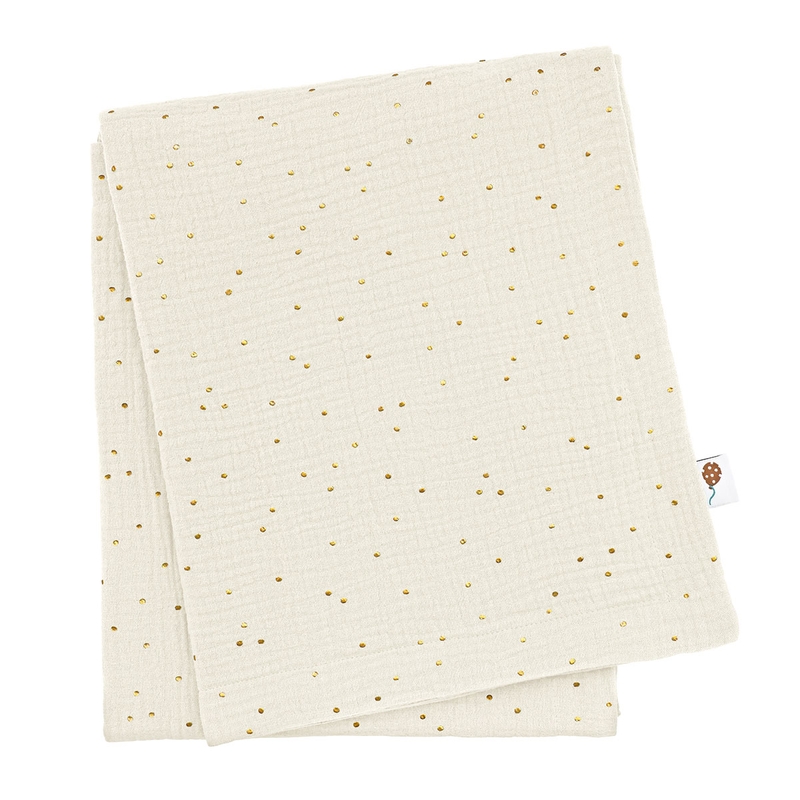 Blanket Muslin &#039;Golden Dots&#039; Cream 80x100cm