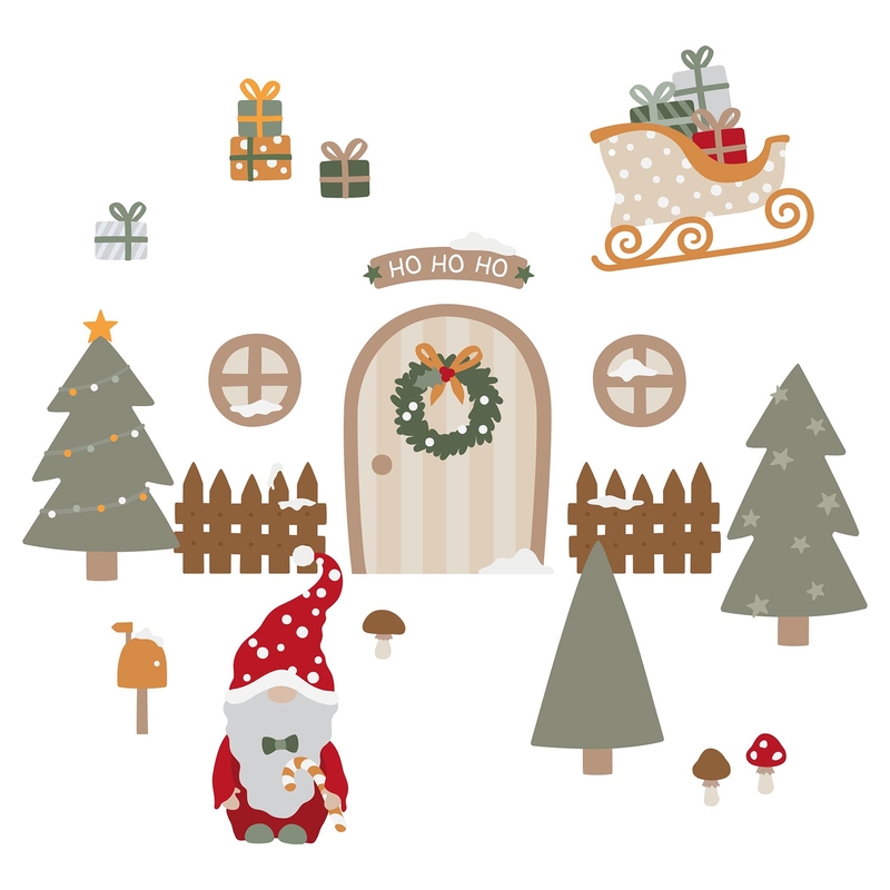 Christmas Wall Stickers &#039;Santa Door&#039; 18 pcs