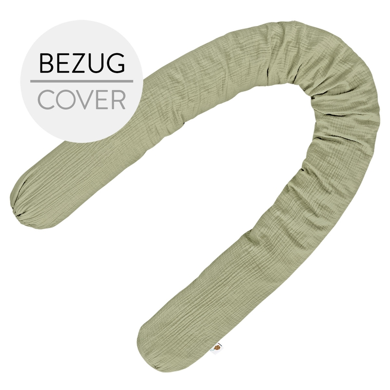 Organic Bed Bumper Cover Muslin Light Green 180cm