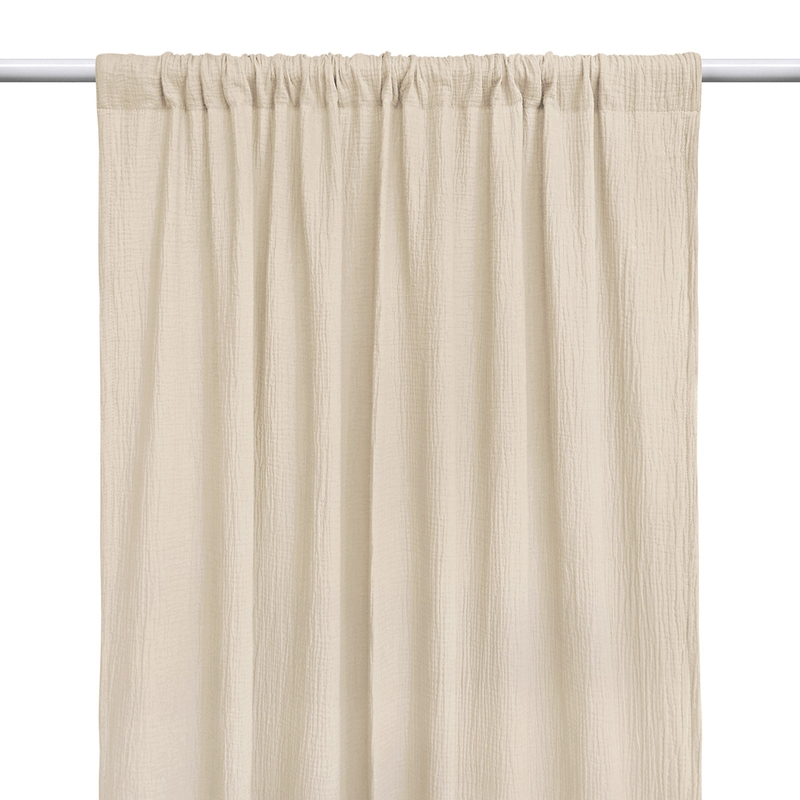 Curtain With Drawstring Muslin Beige 240cm