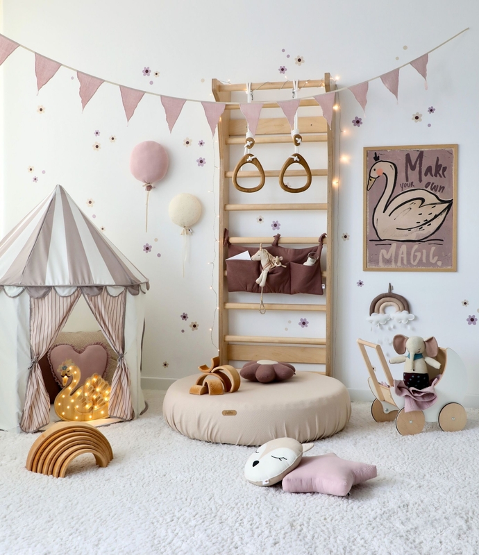 Playroom With Purple, Mauve &amp; Beige Decor