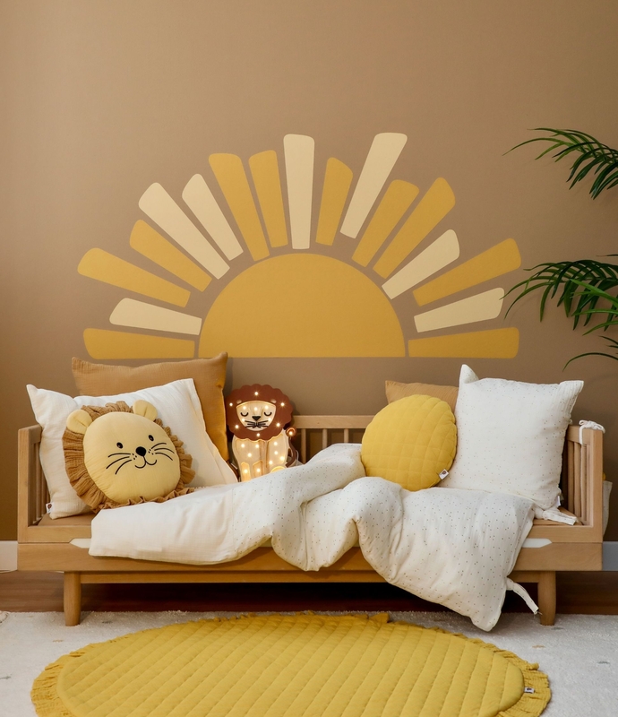 Kidsroom With Sunny Wall Tattoo &amp; Cozy Bedding