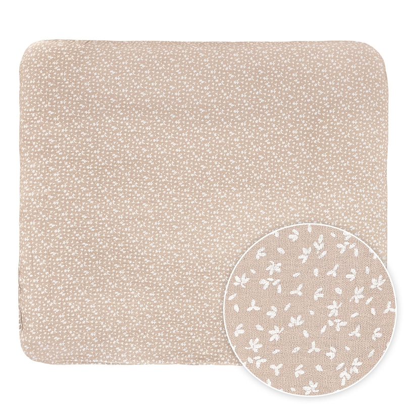 Changing Pad Cover &#039;Leaves&#039; Muslin Beige