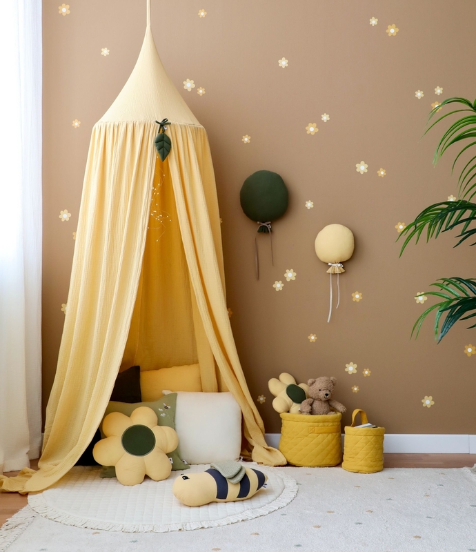 Playroom With Cozy Canopy &amp; Flowers In Yellow