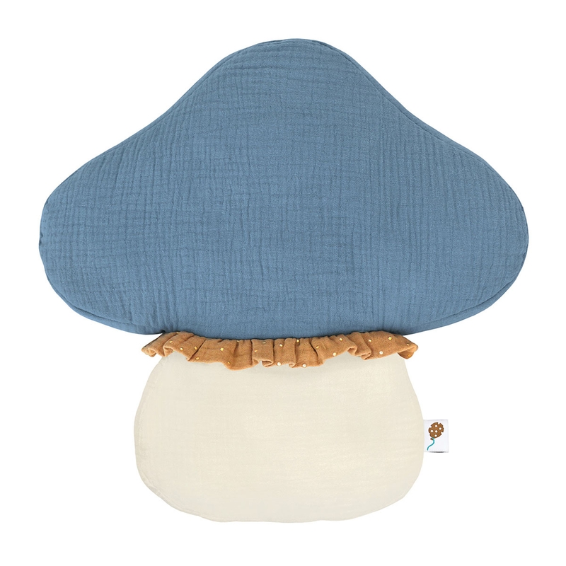 Cushion &#039;Mushroom&#039; Muslin Dusty Blue 35cm