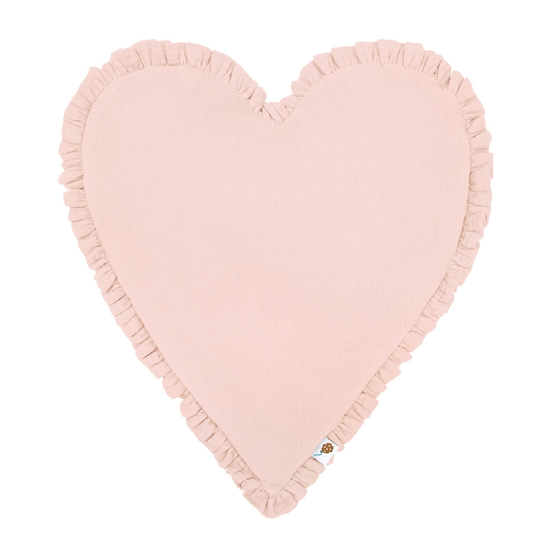 Cushion &#039;Heart&#039; With Ruffles Powder Pink 40cm