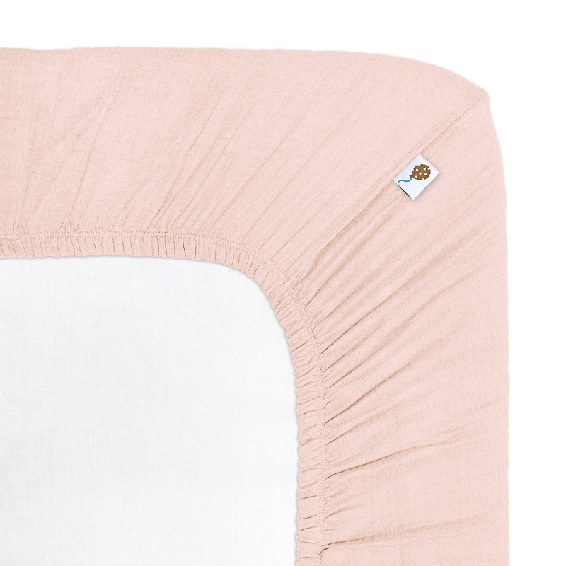 Fitted Sheet Muslin Powder Pink 80x160cm