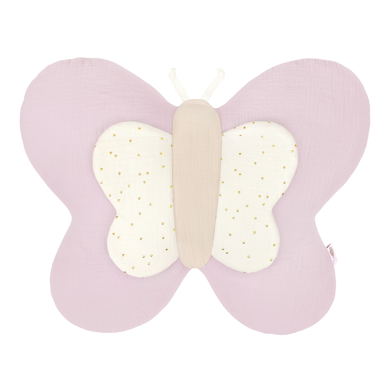 Cushion &#039;Butterfly&#039; Muslin Purple/Beige 45cm