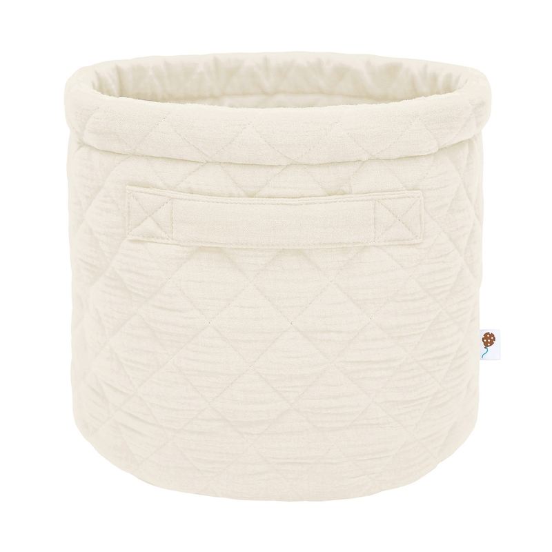 Quilted Basket With Handles Cream 28cm