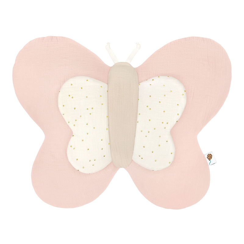 Cushion &#039;Butterfly&#039; Muslin Powder Pink/Beige 45cm