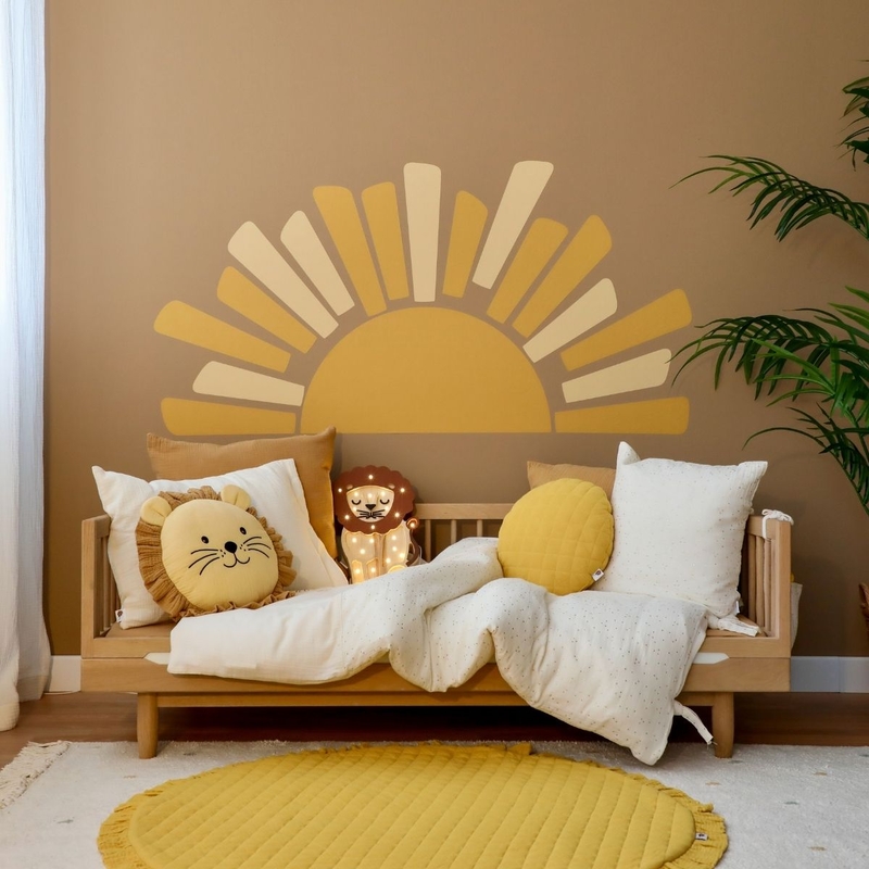 Kidsroom With Sunny Wall Tattoo &amp; Cozy Bedding