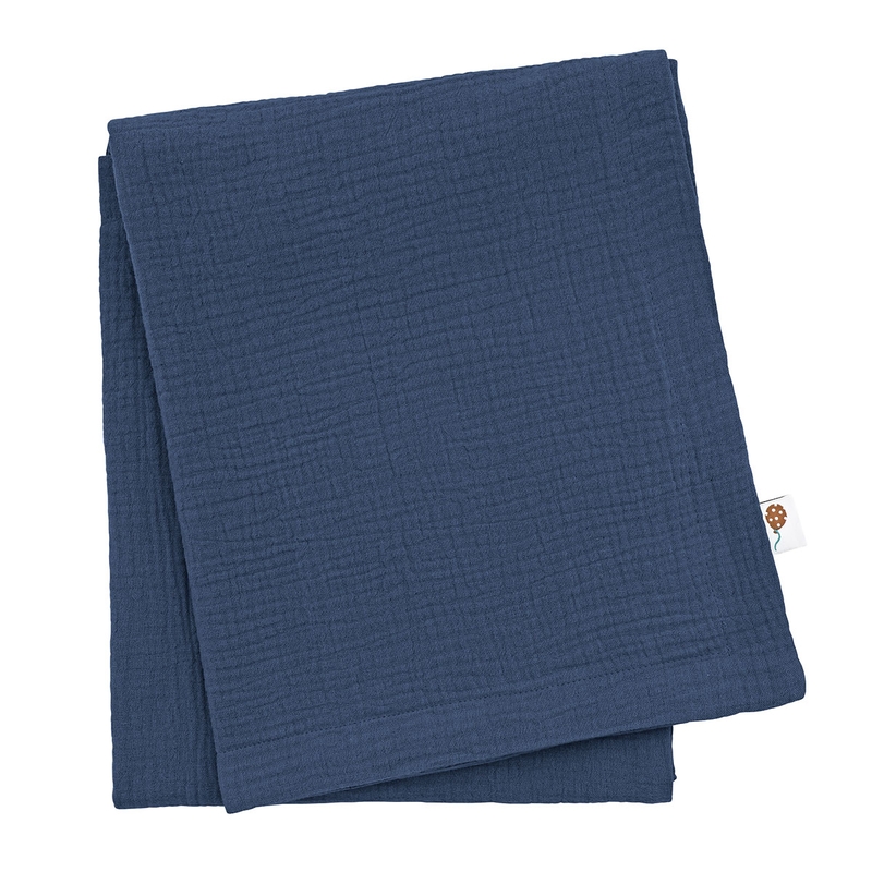 Organic Blanket Muslin Denim Blue 80x100cm