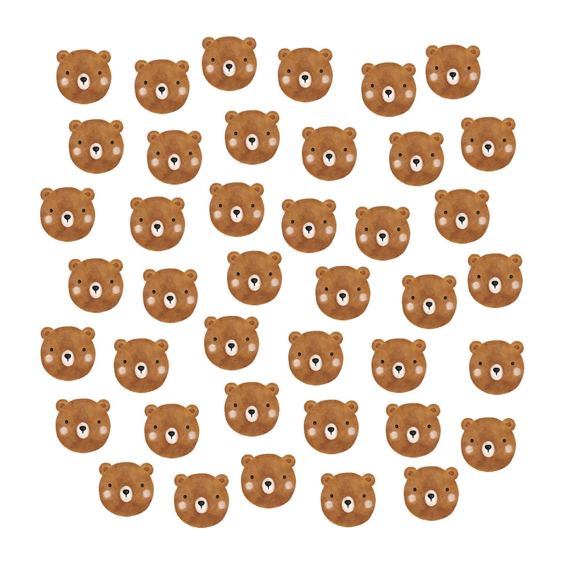 Fabric Wall Stickers &#039;Bear Balou&#039; Brown 41 pcs