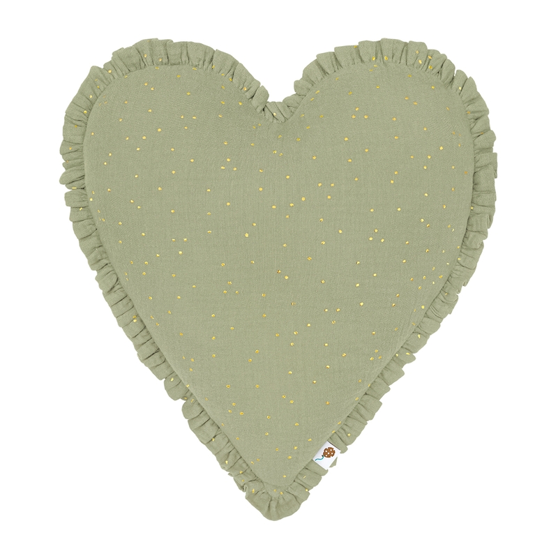 Cushion &#039;Heart&#039; Golden Dots Light Green 40cm