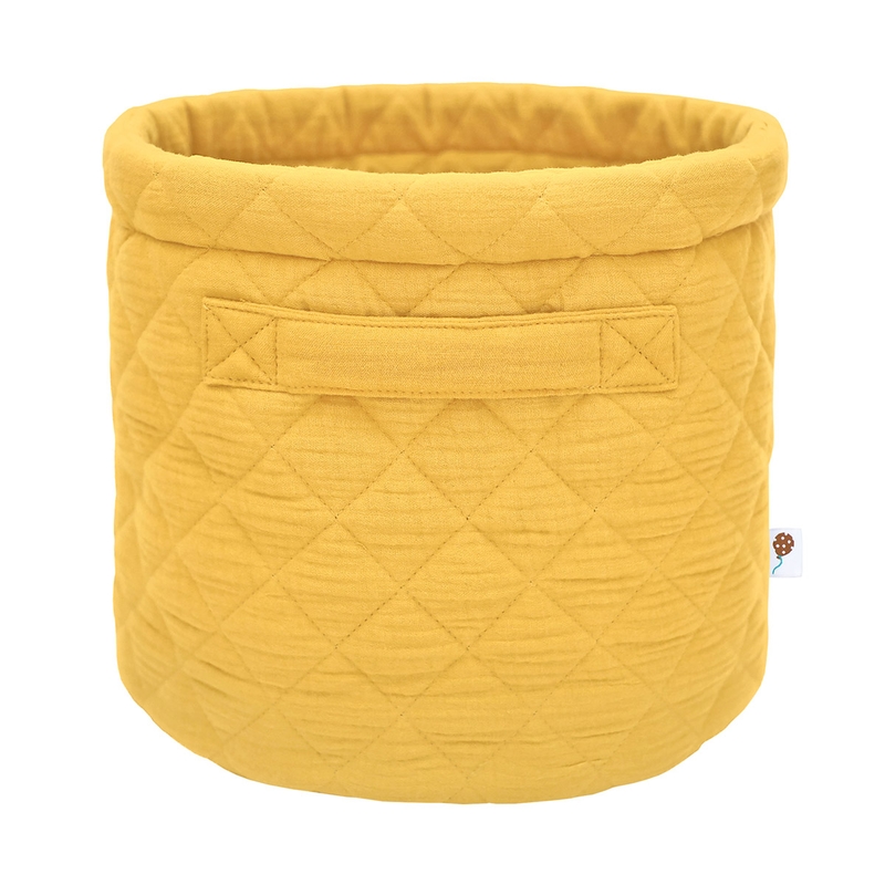 Quilted Basket With Handles Yellow 28cm