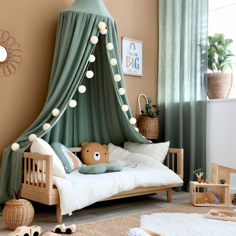 Kidsroom With Muslin Textiles In Khaki &amp; Cream