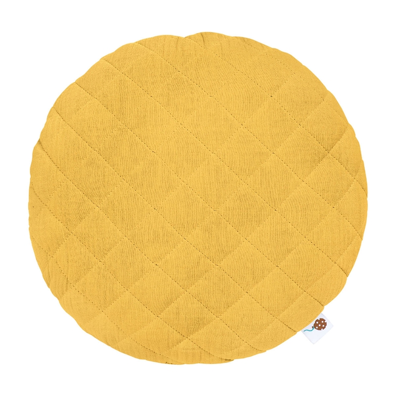 Quilted Pillow Yellow Round 35cm