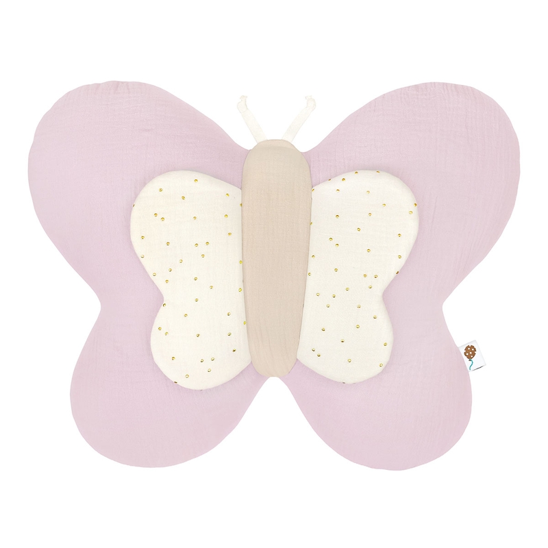 Cushion &#039;Butterfly&#039; Muslin Purple/Beige 45cm