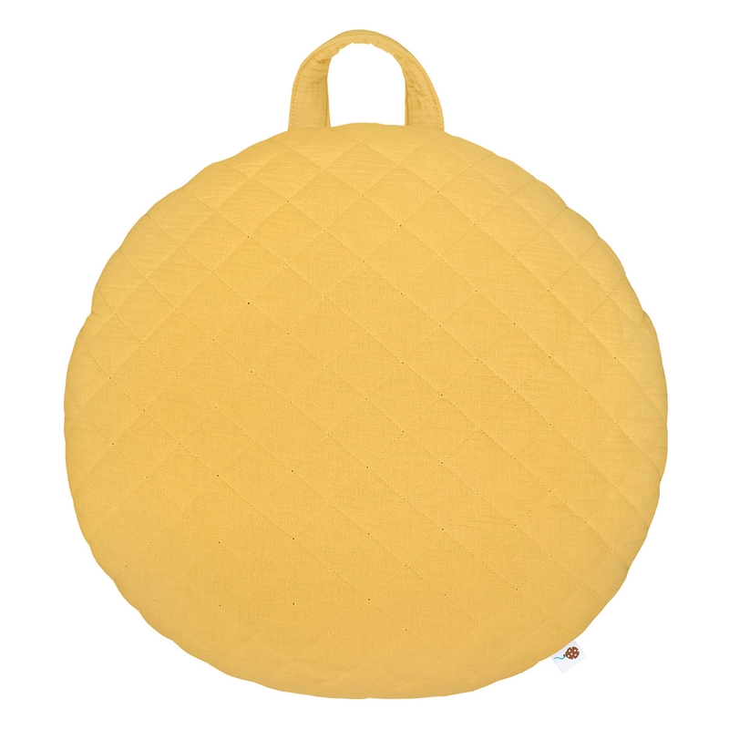 Quilted Floor Cushion Muslin Yellow 50cm