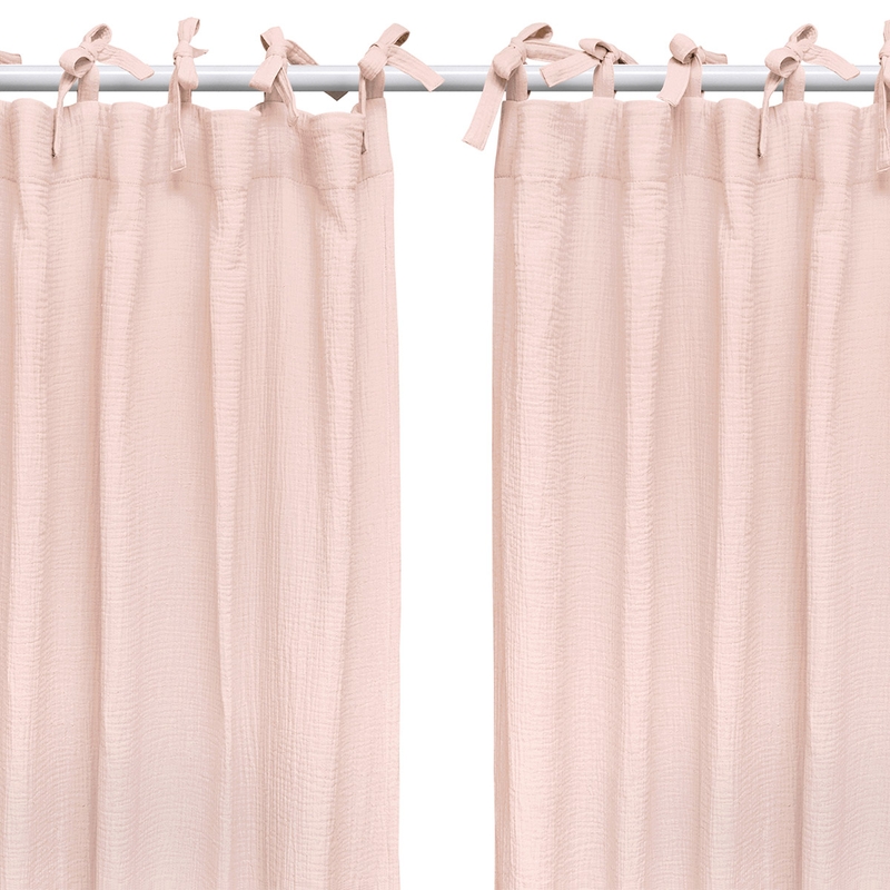 Set Of 2 Curtains Muslin Powder Pink 240cm