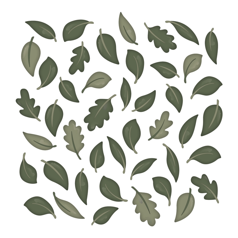 Leaves Wall Stickers Dark Green 44 pcs