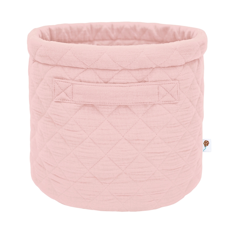 Quilted Basket With Handles Light Pink 28cm