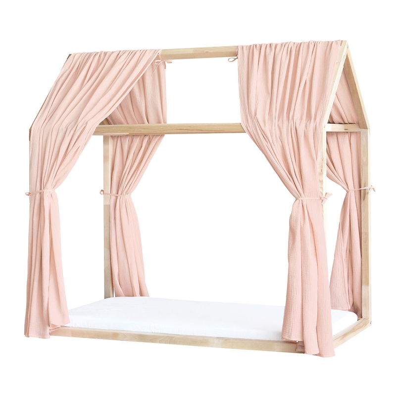 House Bed Canopy Set Of 2 Muslin Powder Pink